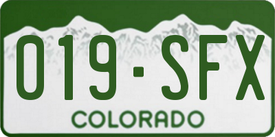 CO license plate 019SFX