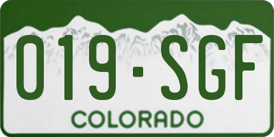CO license plate 019SGF