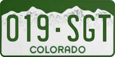 CO license plate 019SGT