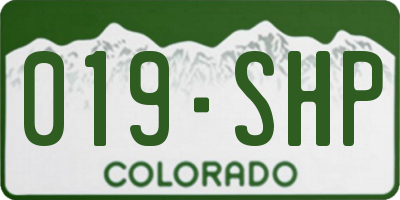 CO license plate 019SHP