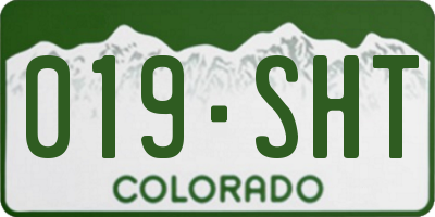 CO license plate 019SHT