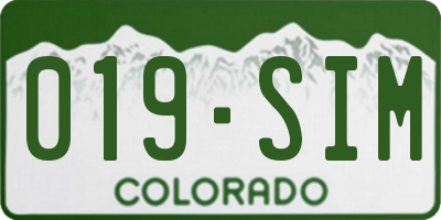 CO license plate 019SIM
