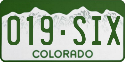 CO license plate 019SIX