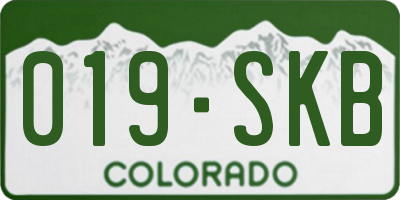 CO license plate 019SKB
