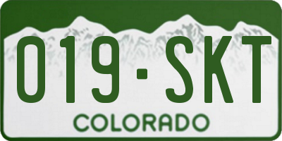 CO license plate 019SKT