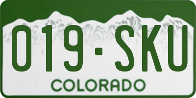 CO license plate 019SKU