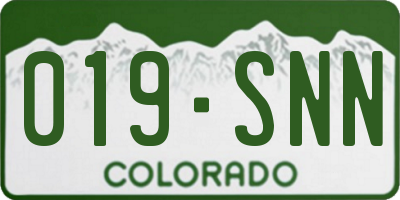 CO license plate 019SNN
