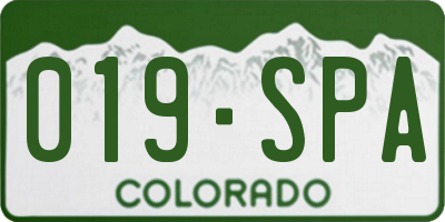 CO license plate 019SPA