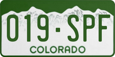 CO license plate 019SPF
