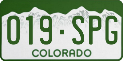 CO license plate 019SPG