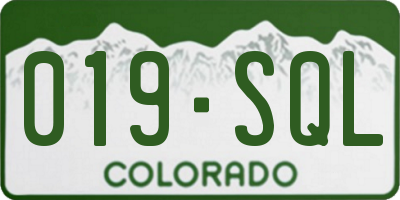CO license plate 019SQL
