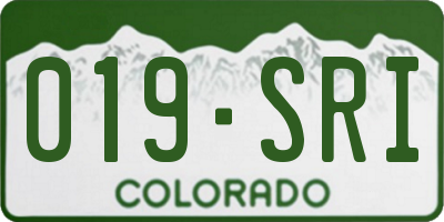 CO license plate 019SRI
