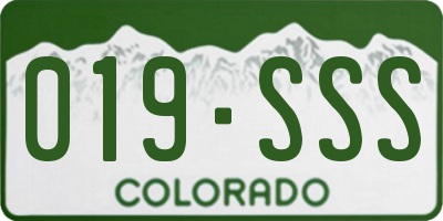 CO license plate 019SSS