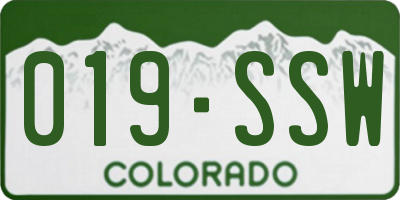 CO license plate 019SSW