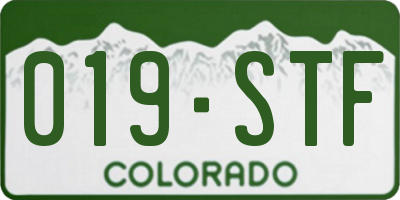 CO license plate 019STF