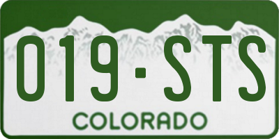 CO license plate 019STS