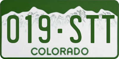 CO license plate 019STT
