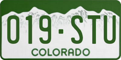 CO license plate 019STU