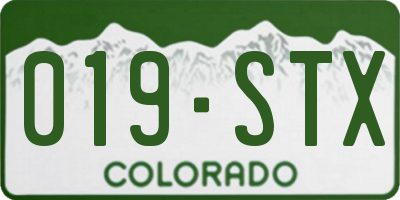 CO license plate 019STX