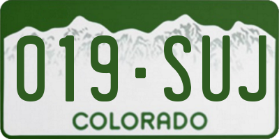 CO license plate 019SUJ