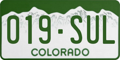 CO license plate 019SUL