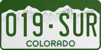 CO license plate 019SUR