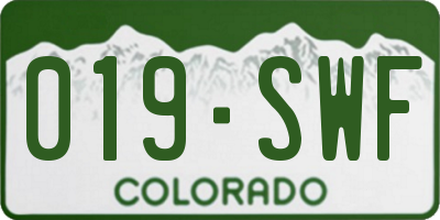 CO license plate 019SWF