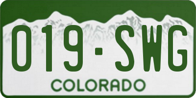 CO license plate 019SWG