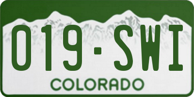 CO license plate 019SWI