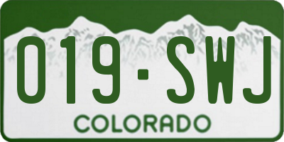 CO license plate 019SWJ