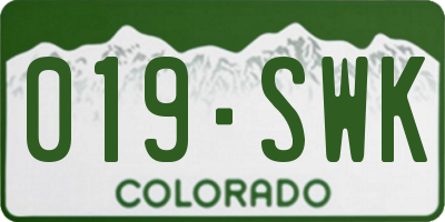 CO license plate 019SWK