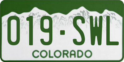 CO license plate 019SWL