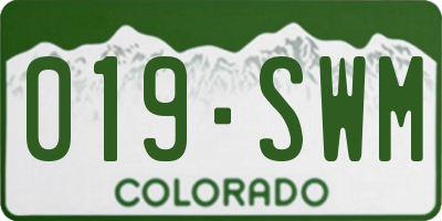 CO license plate 019SWM