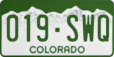 CO license plate 019SWQ