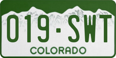 CO license plate 019SWT