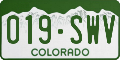 CO license plate 019SWV