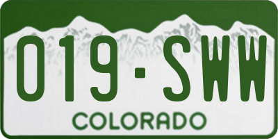 CO license plate 019SWW