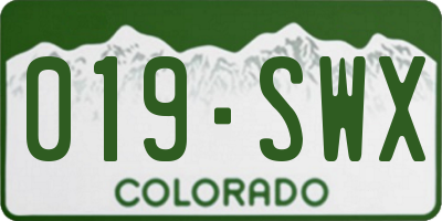CO license plate 019SWX