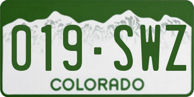 CO license plate 019SWZ