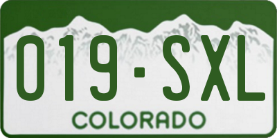 CO license plate 019SXL
