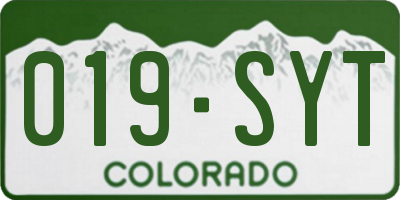 CO license plate 019SYT