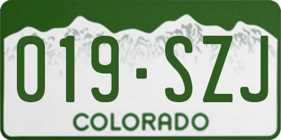 CO license plate 019SZJ