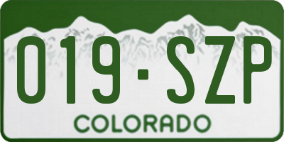CO license plate 019SZP