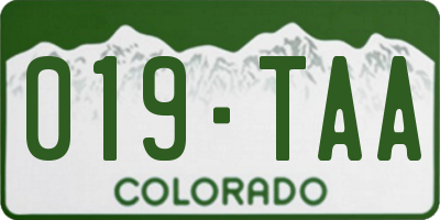 CO license plate 019TAA