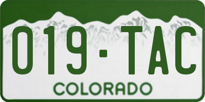 CO license plate 019TAC