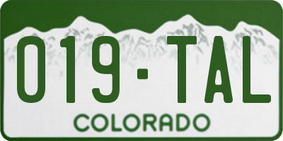 CO license plate 019TAL