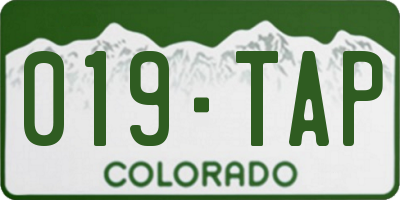 CO license plate 019TAP