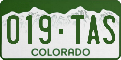 CO license plate 019TAS