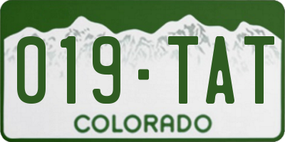 CO license plate 019TAT