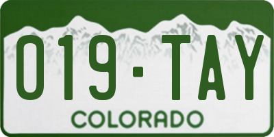 CO license plate 019TAY